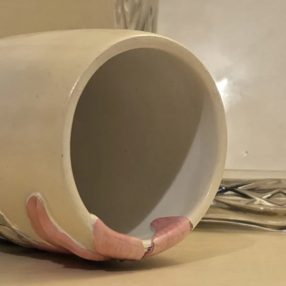 Hummingbird Floral Ceramic Vase - Toothbrush Holder Flower Vase Spring Decor - Picture 7 of 11